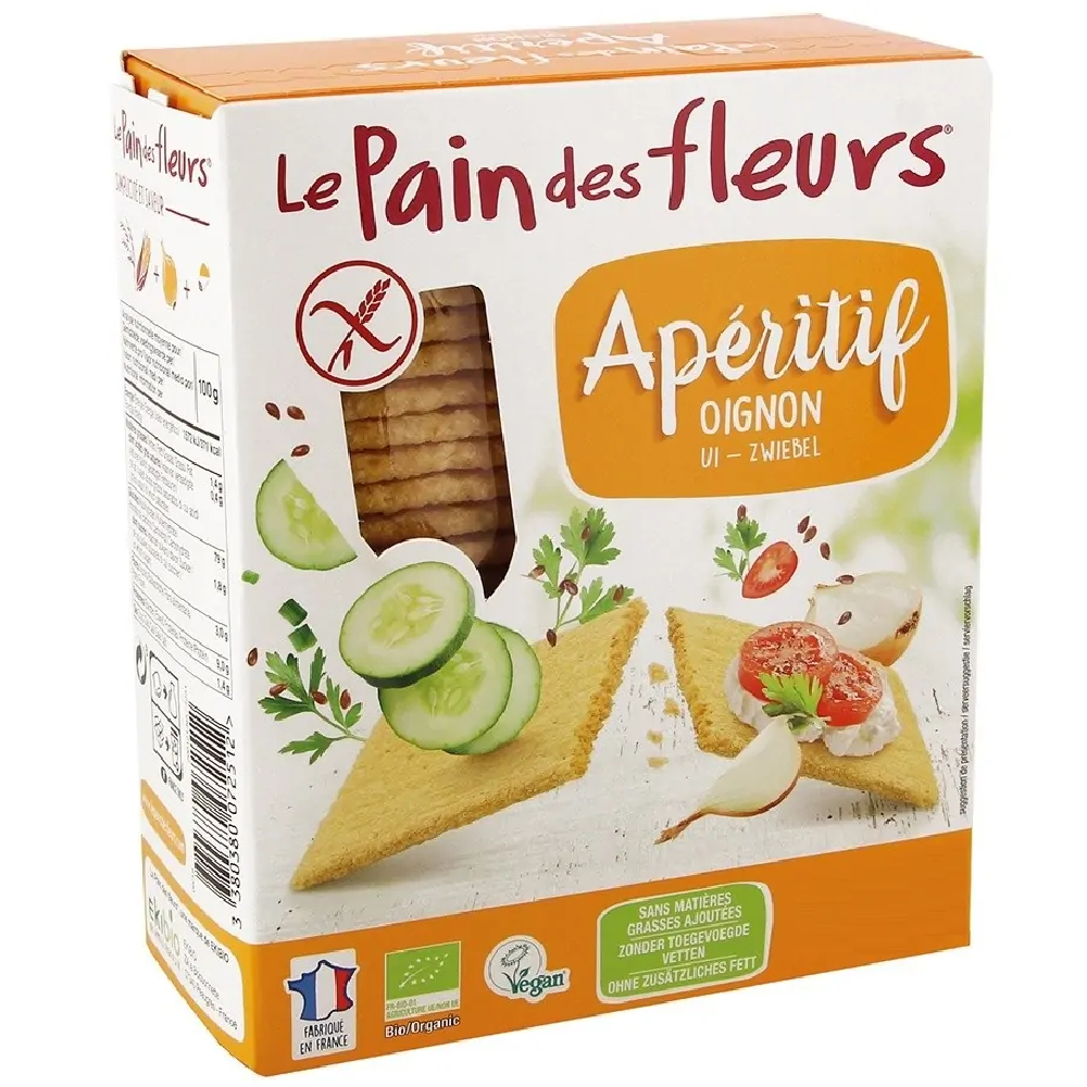 Turte crocante ecologice aperitiv cu ceapa fara gluten, 150g, Le Pain des Fleurs