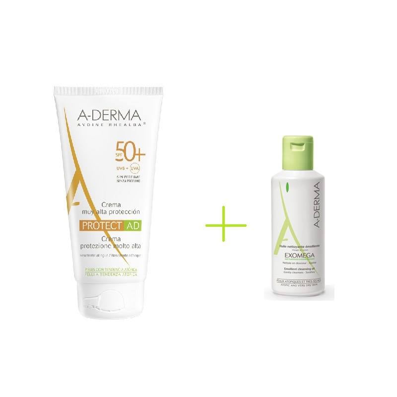 Aderma Sun Protect AD SPF 50+, 150 ml + Exomega ulei, 200 ml CADOU