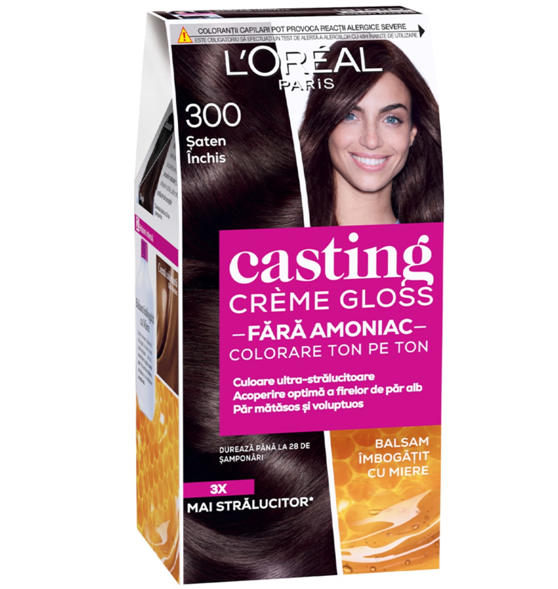 Vopsea de par semi-permanenta fara amoniac Casting Creme Gloss 300 Saten Inchis, 180ml, L'Oreal Paris