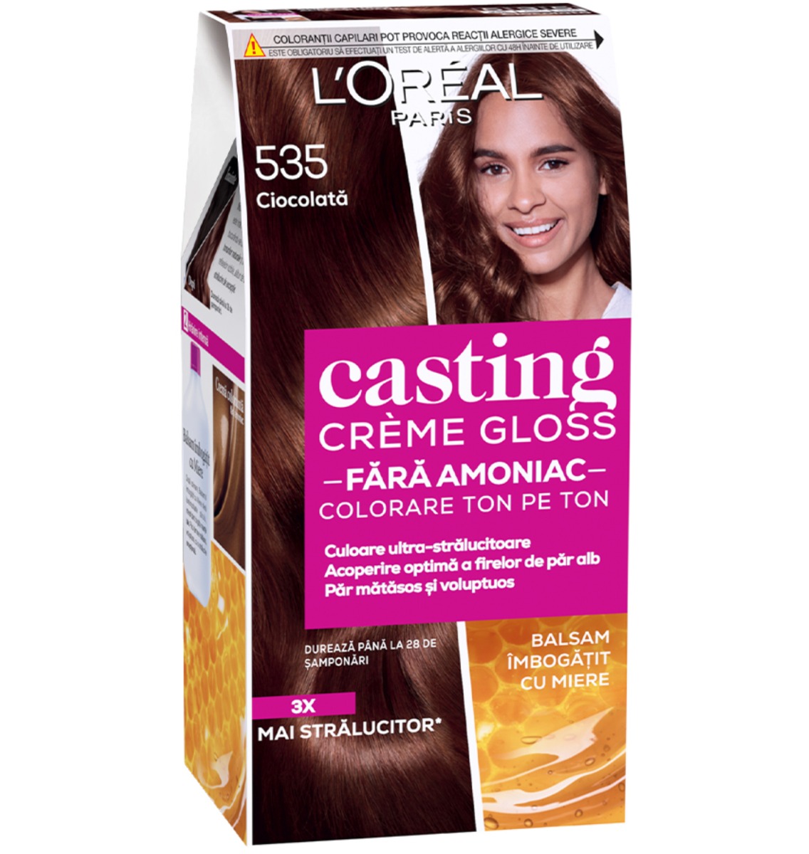 Vopsea de par semi-permanenta fara amoniac Casting Creme Gloss 535 Ciocolata, 180ml, L'Oreal Paris