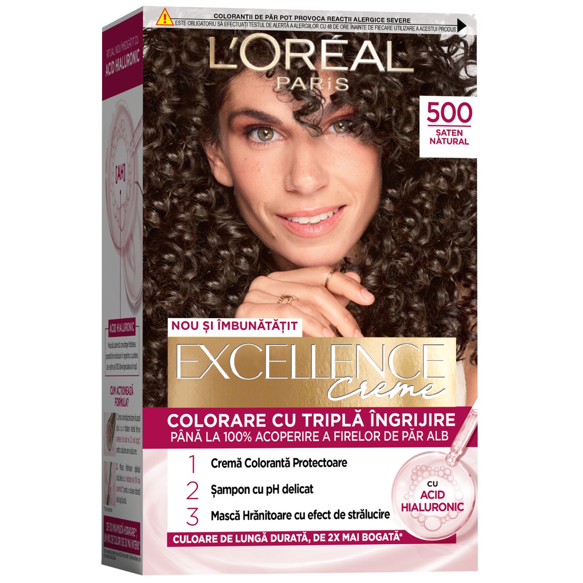 Vopsea de par permanenta Excellence Creme 5.3 Saten Deschis Auriu, 192ml, L'Oreal Paris