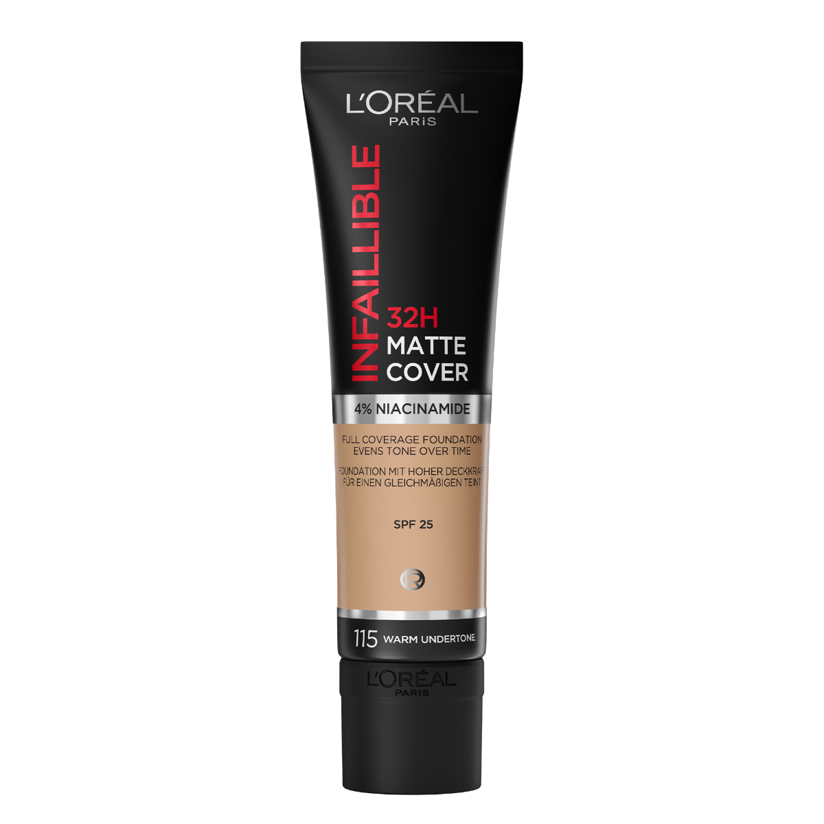 Fond de ten mat Infaillible 32H Matte Cover 115 Warm Undertone, 30ml, L'Oreal Paris