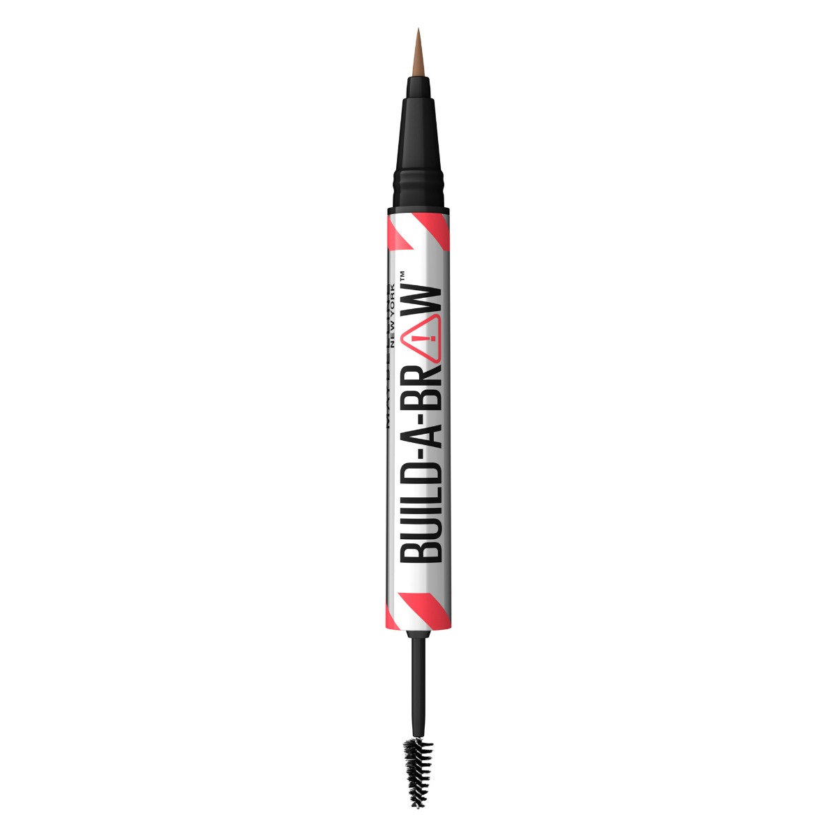 Marker de sprancene si gel de fixare 2 in 1 255 Soft Brown Build a Brow, 1.4g, Maybelline