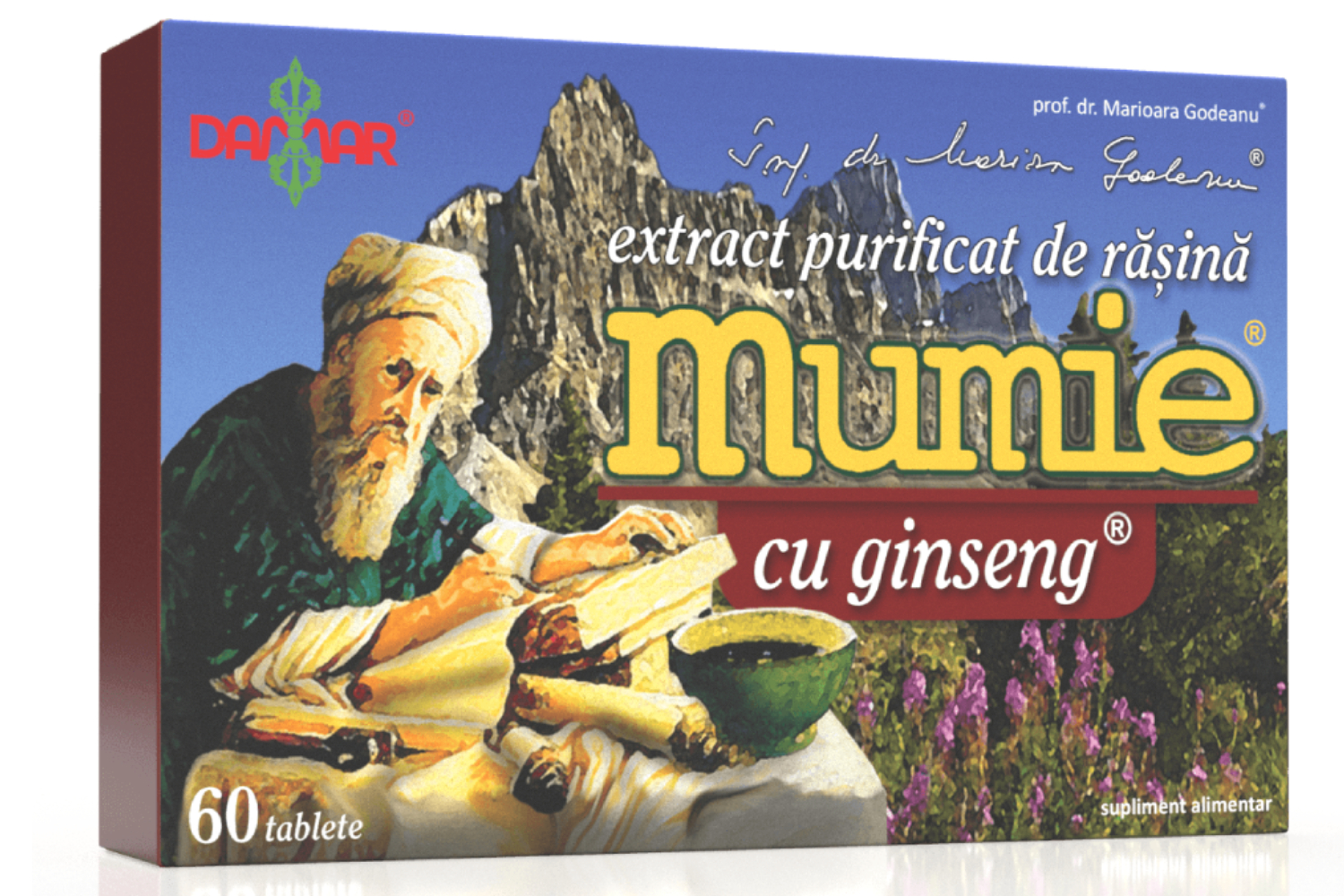 Extract purificat de rasina Mumie cu Ginseng, 60 tablete, Damar