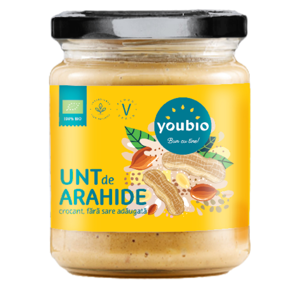 Pasta de arahide crocanta ecologica, 250g, Youbio