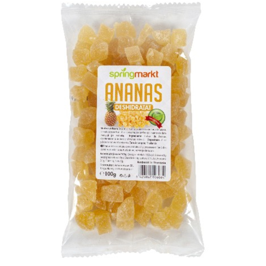 Ananas deshidratat, 100g, Springmarkt