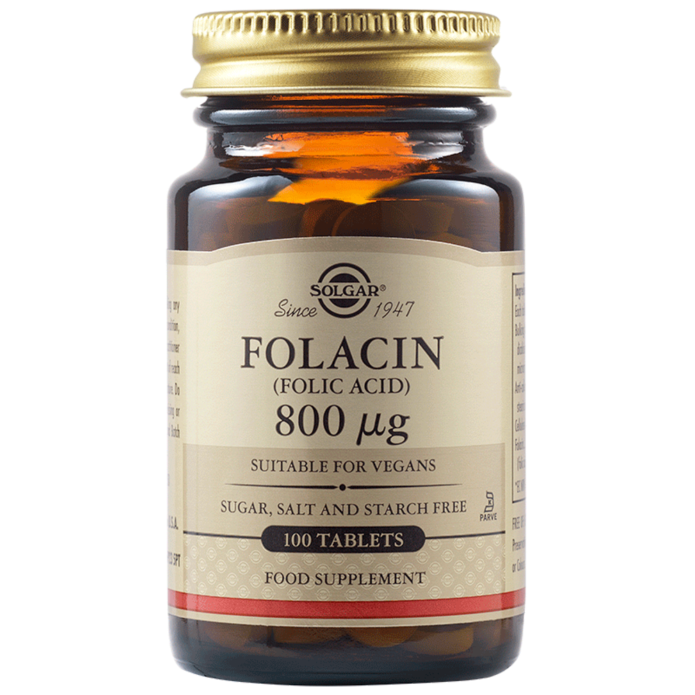 Acid folic Folacin 800mcg, 100 tablete, Solgar