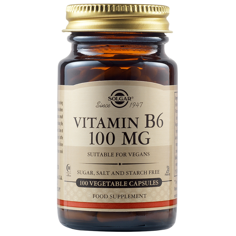 Vitamina B6 100mg, 100 capsule vegetale, Solgar