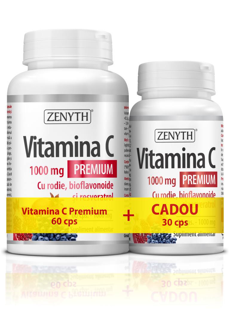 Vitamina C Premium RODIE si bioflavonoide 1000 mg, 60 caps. + 30 caps. CADOU, Zenyth