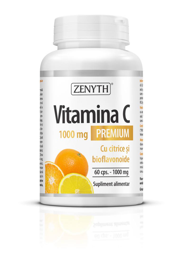 Vitamina C Premium cu CITRICE si bioflavonoide 1000 mg, 60 capsule, Zenyth