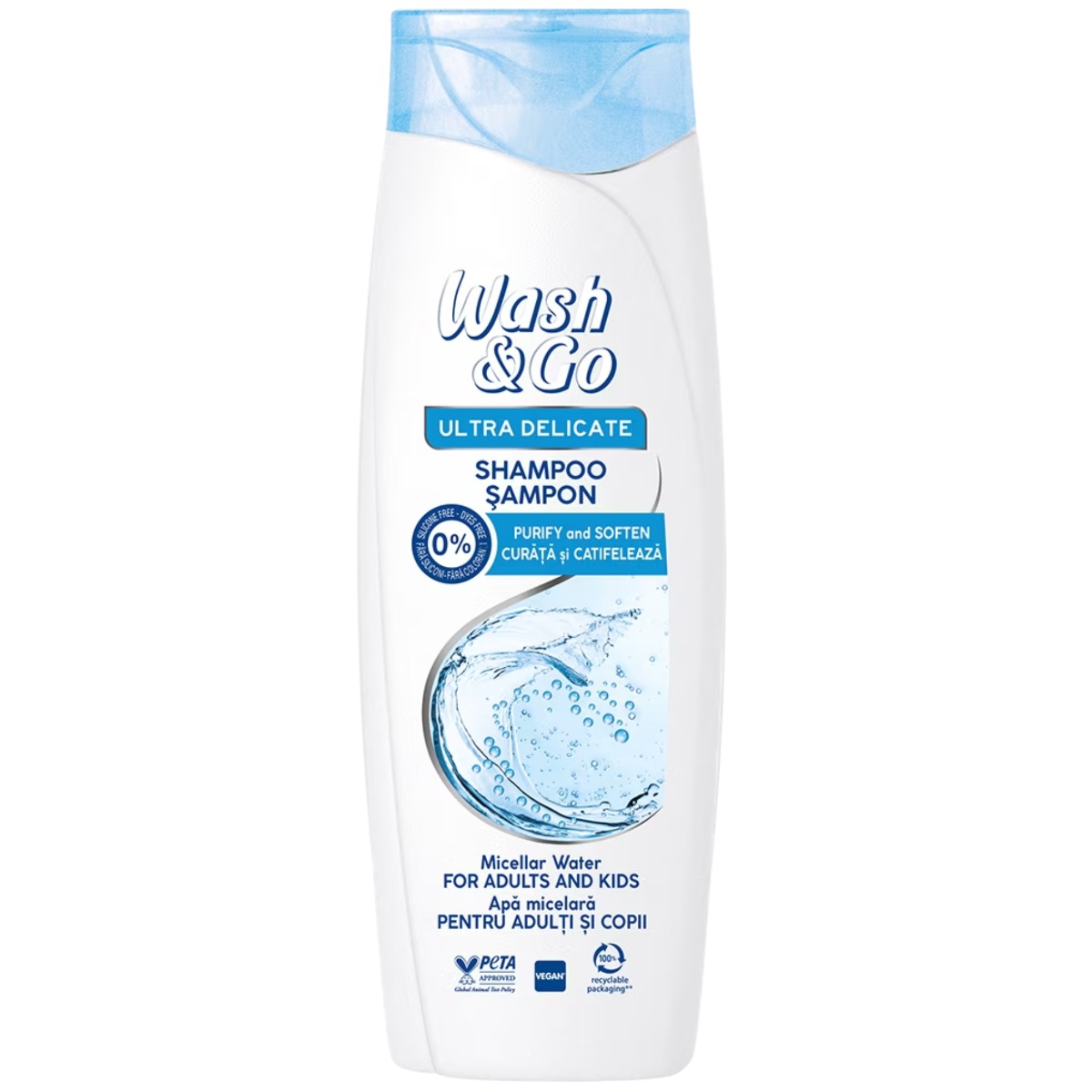 Sampon cu apa micelara, 360ml, Wash&Go