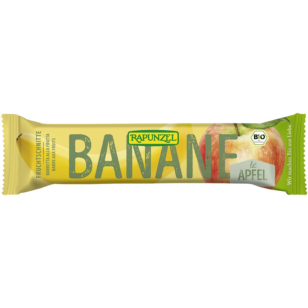 Baton Bio de fructe cu banana si mar, 40g, Rapunzel