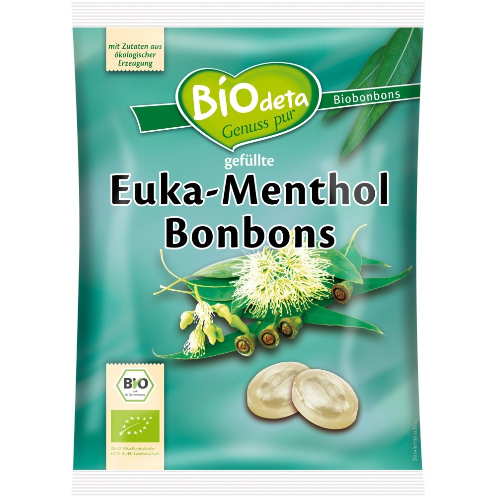 Bomboane Bio cu eucalipt si mentol, 75g, BIOdeta