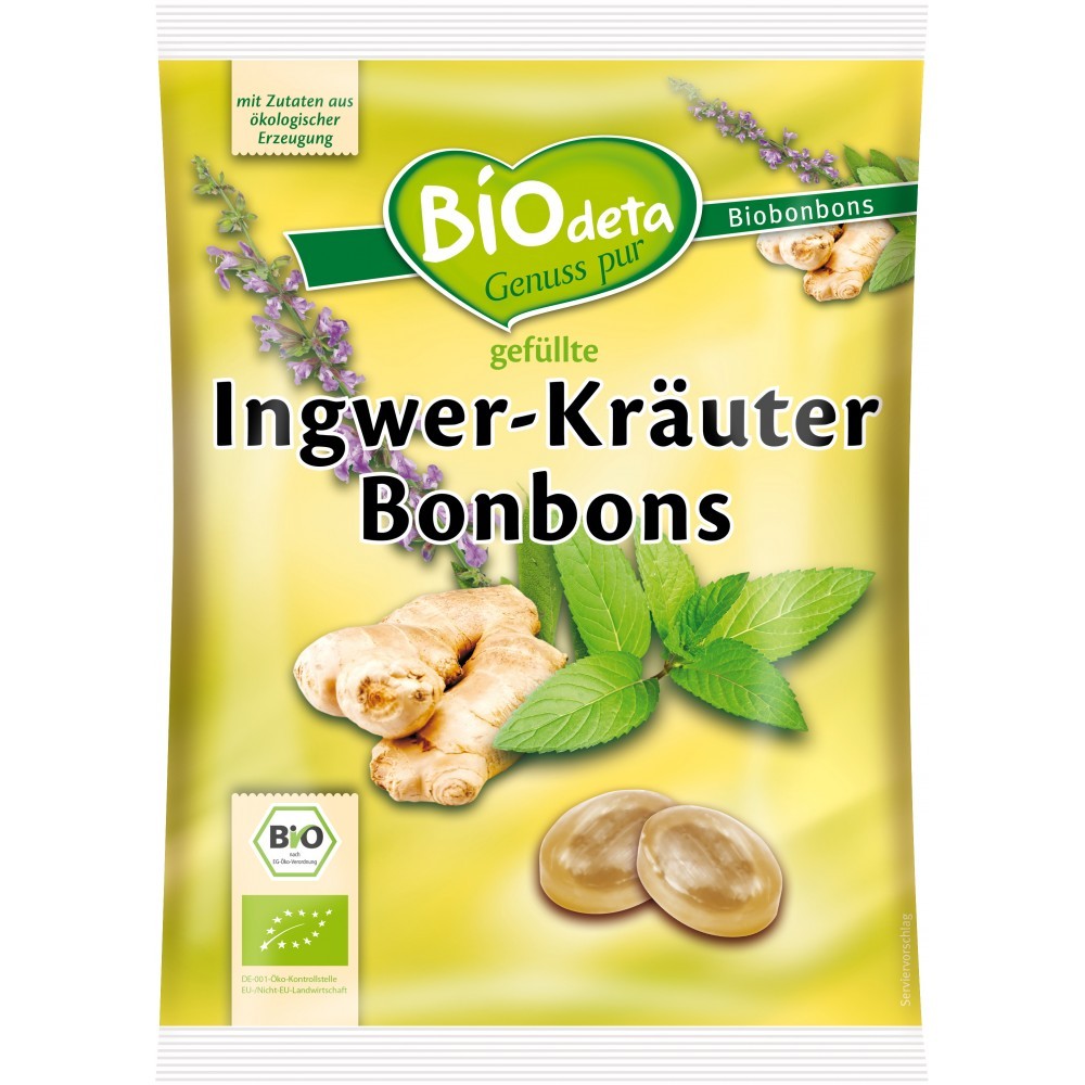 Bomboane Bio cu ghimbir, 75g, BIOdeta