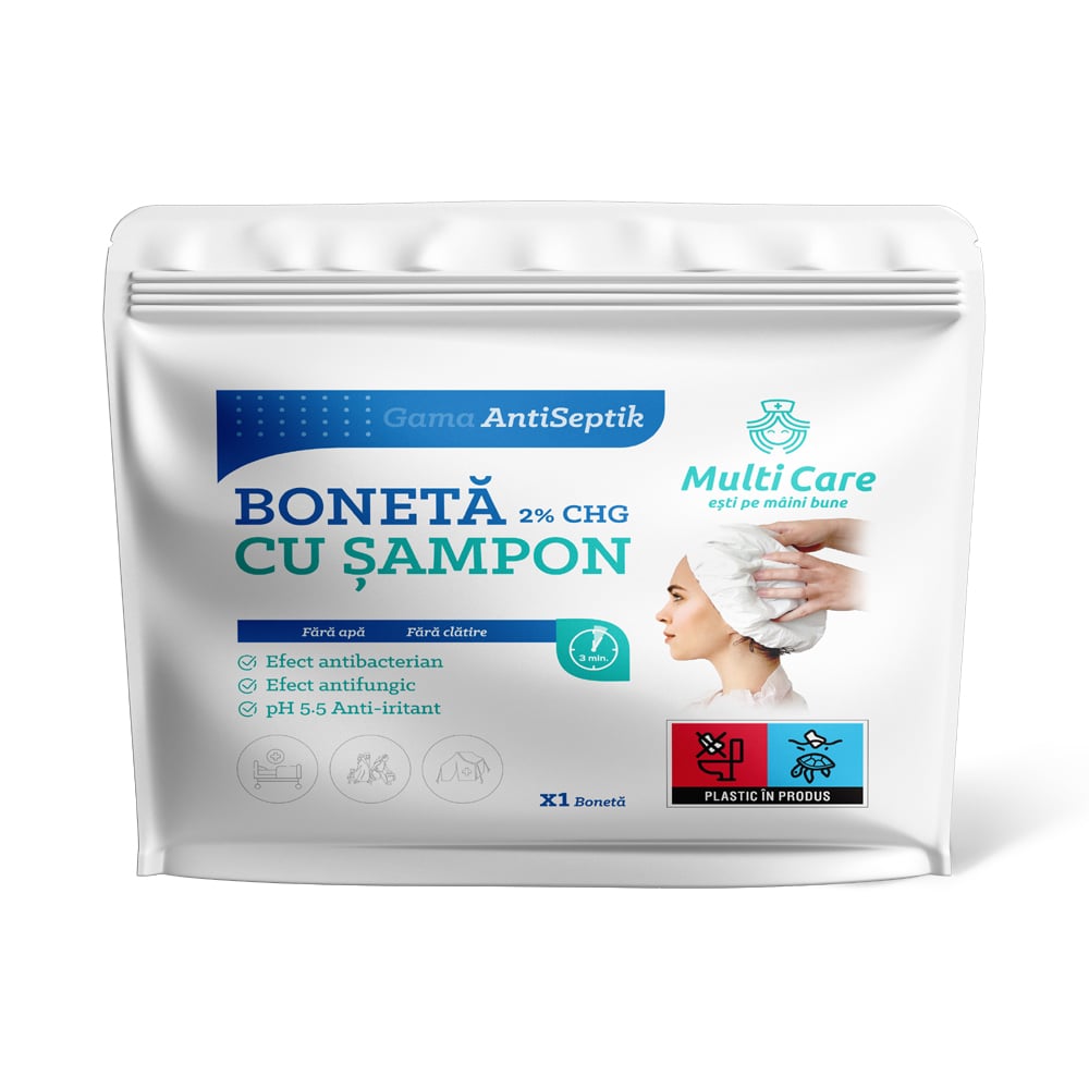 Boneta cu Sampon AntiSeptik 2% CHG, Multi Care