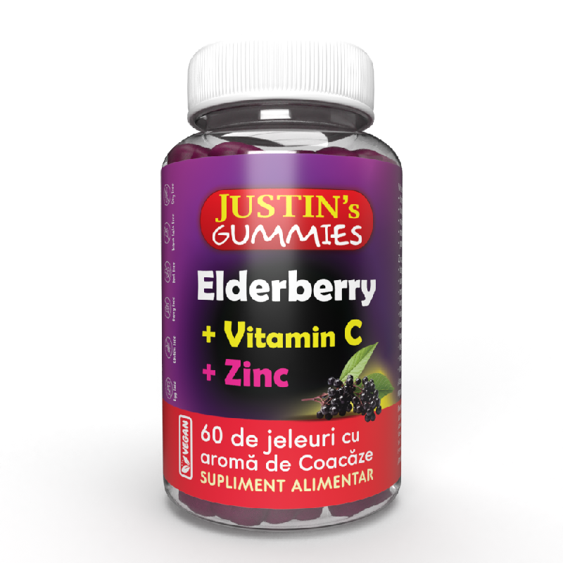 Elderberry + Vitamin C + Zinc, 60 Jeleuri, Justin Pharma