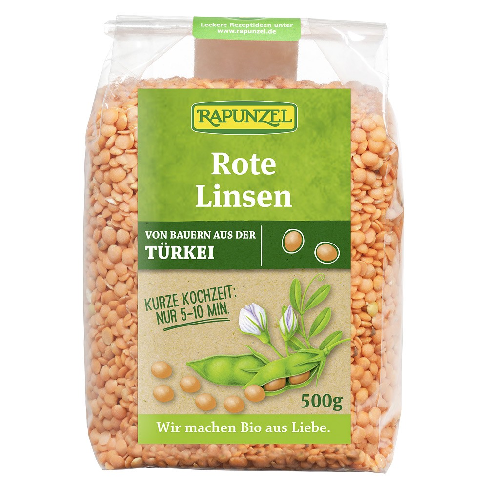 Linte Bio rosie decojita, 500g, Rapunzel