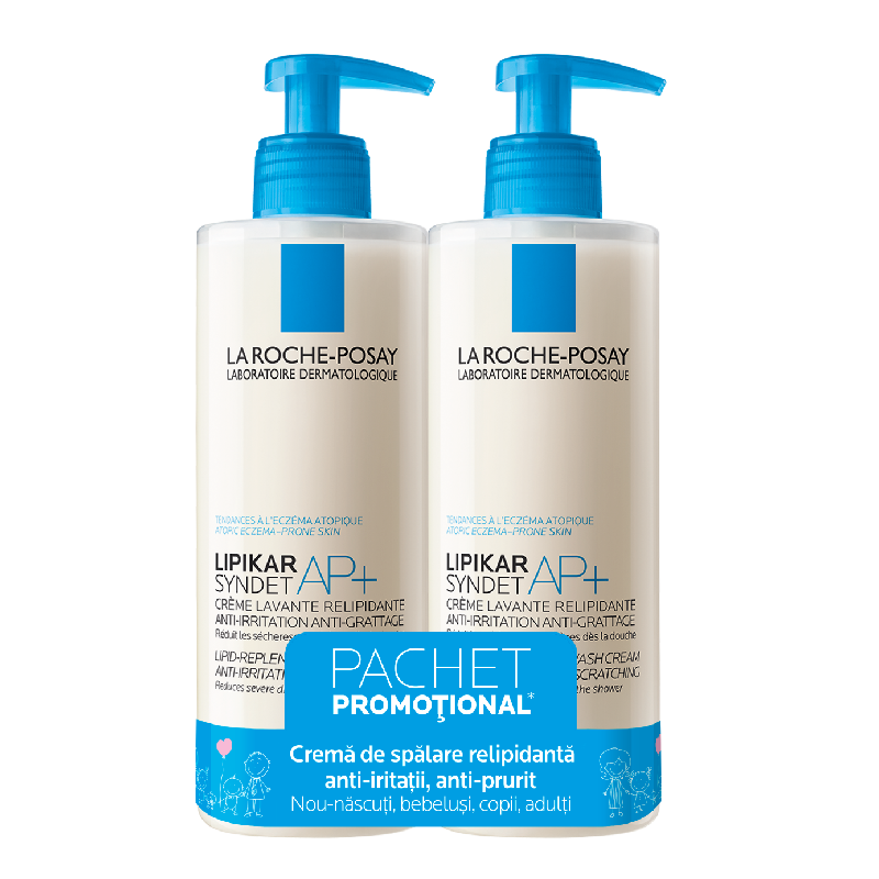 Pachet Crema de spalare Lipikar Syndet AP+, 2*400ml, La Roche-Posay