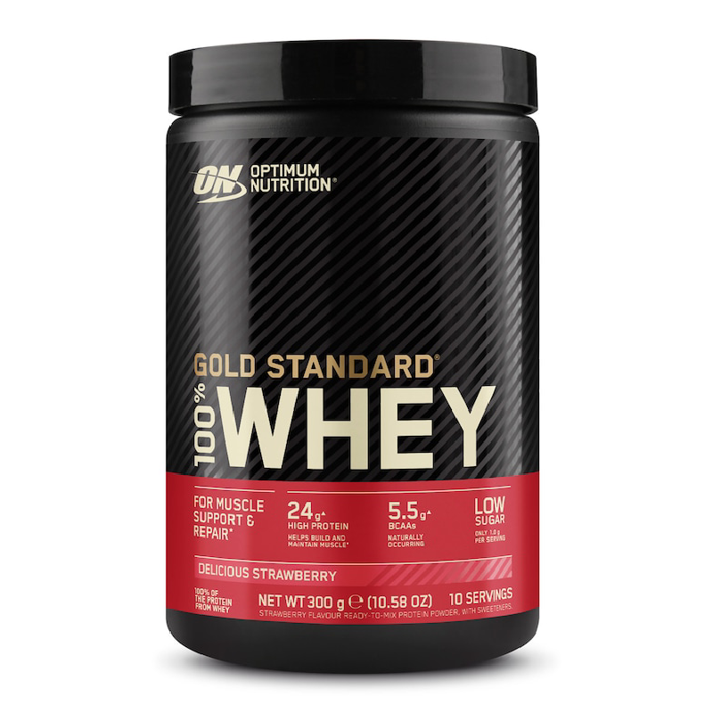 Proteine din zer, pudra proteica, ON 100% Whey Gold Standard, aroma capsuni, 300g, Optimum Nutrition