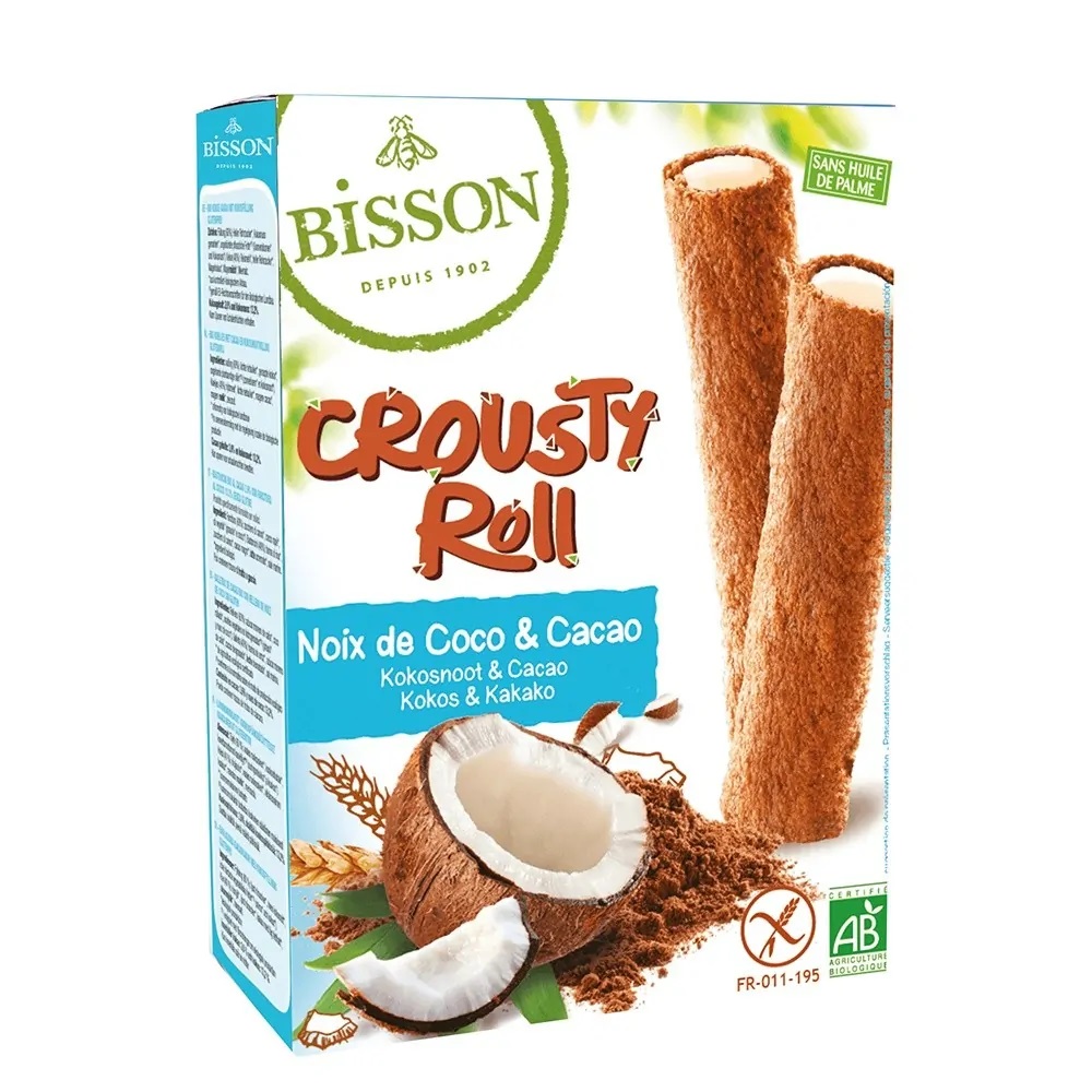 Crousty roll eco cu cacao si cocos fara gluten, 125g, Bisson