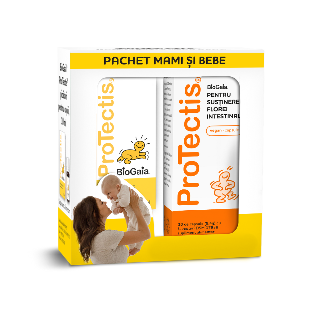 Protectis Pachet Mami si bebe picaturi, 10ml + Protectis, 30 capsule