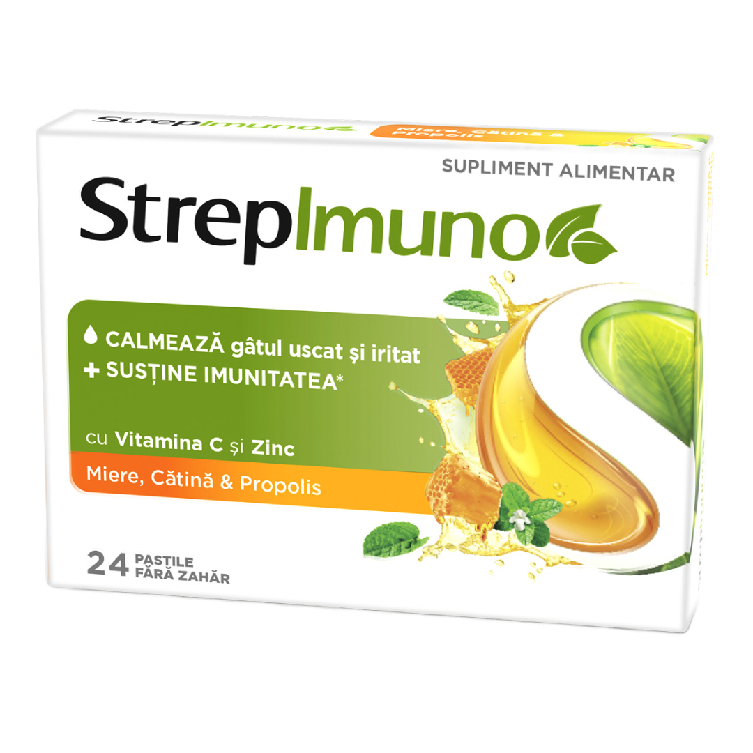 StrepImuno cu miere, catina si propolis, 24 pastile de supt, Reckitt