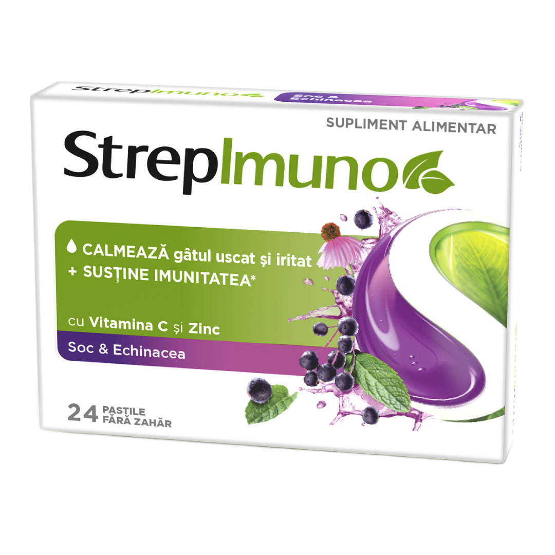 StrepImuno cu soc si echinacea, 24 pastile de supt, Reckitt