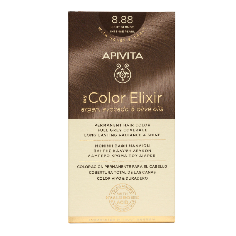 Vopsea de par My Color Elixir Light Blonde Intense Pearl 8.88, 155 ml, Apivita