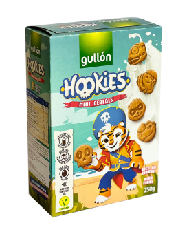 Biscuiti mini cu cereale fara lactoza Hookies, 250g, Gullon