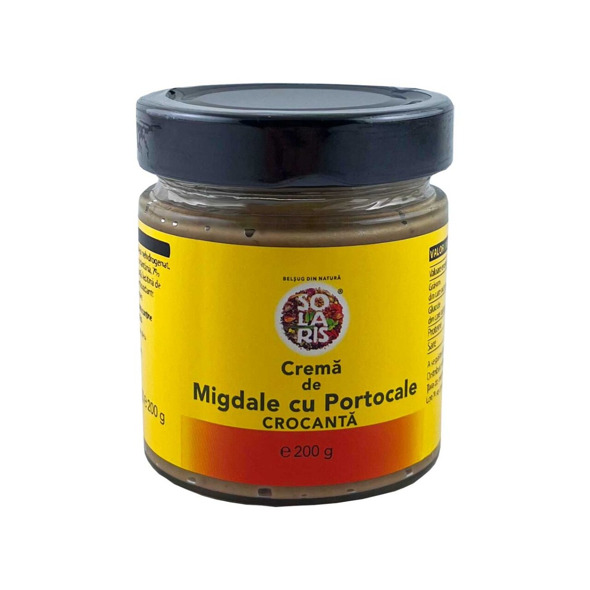 Crema de migdale crocanta cu portocale, 200g, Solaris