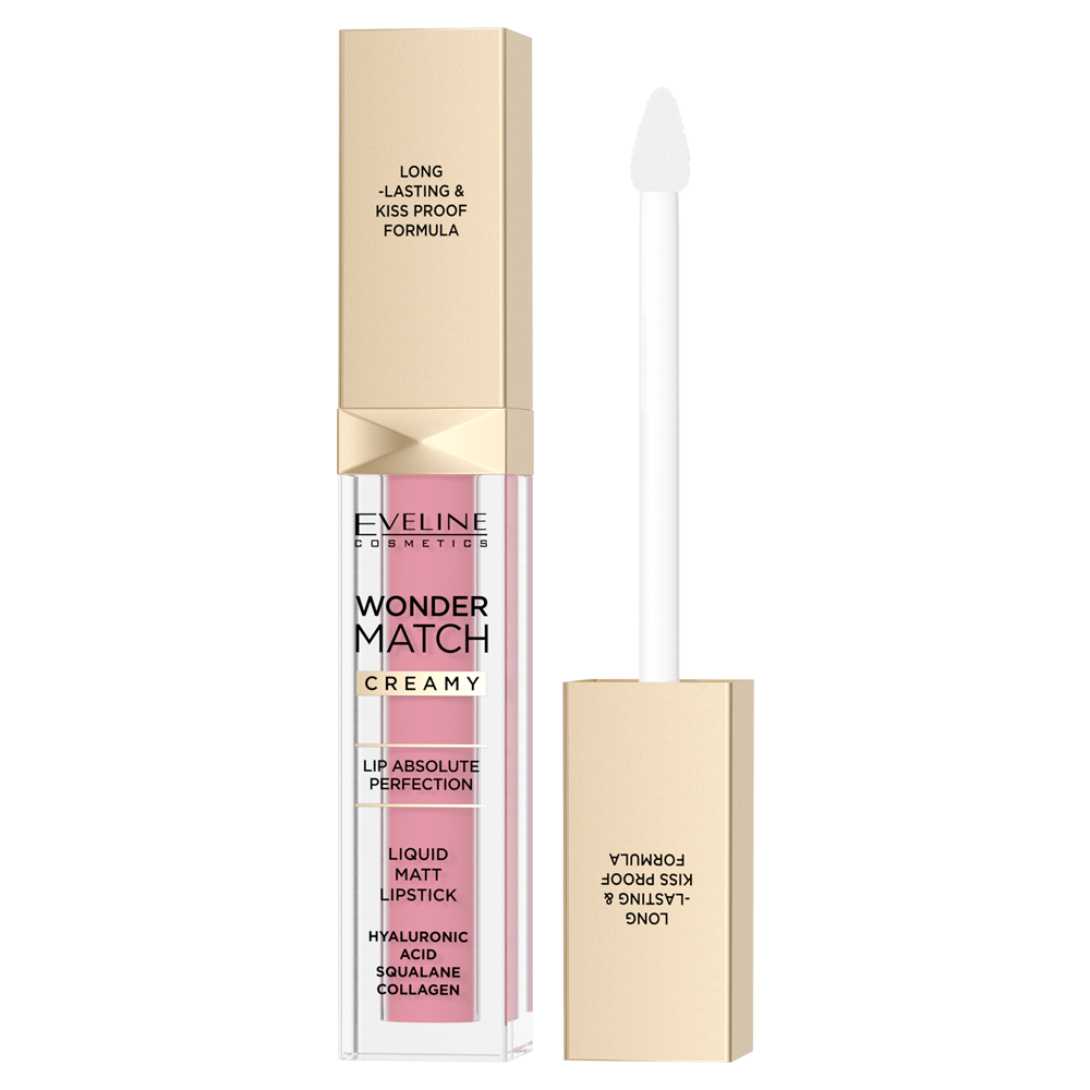 Ruj lichid mat Wonder Match Creamy No. 01 Angel Rose, 6.8ml, Eveline Cosmetics