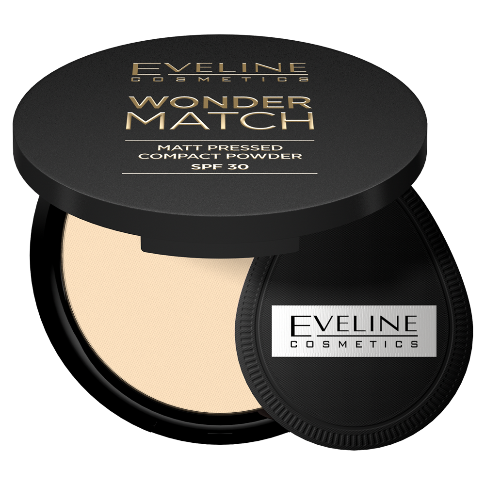 Pudra compacta mata cu SPF 30 Wonder Match, 01 Light Beige, 8g, Eveline Cosmetics