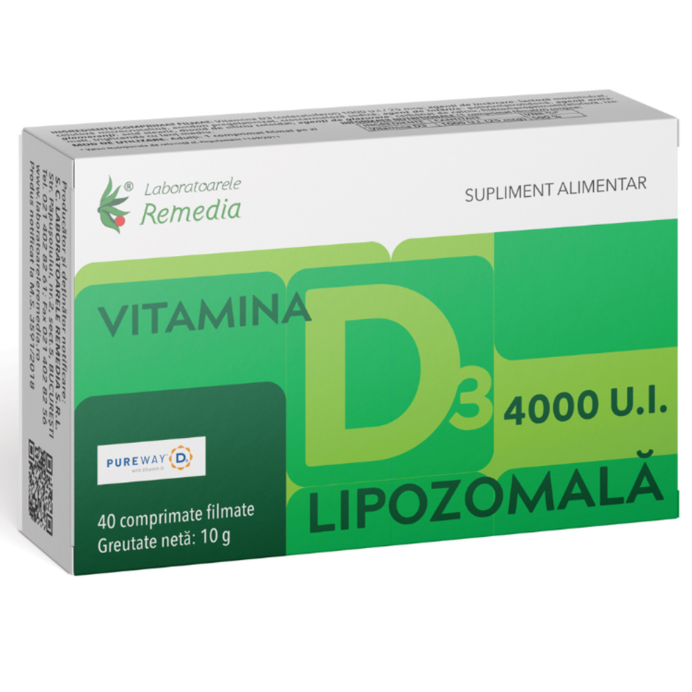 Vitamina D3 lipozomala, 40 comprimate, Laboratoarele Remedia