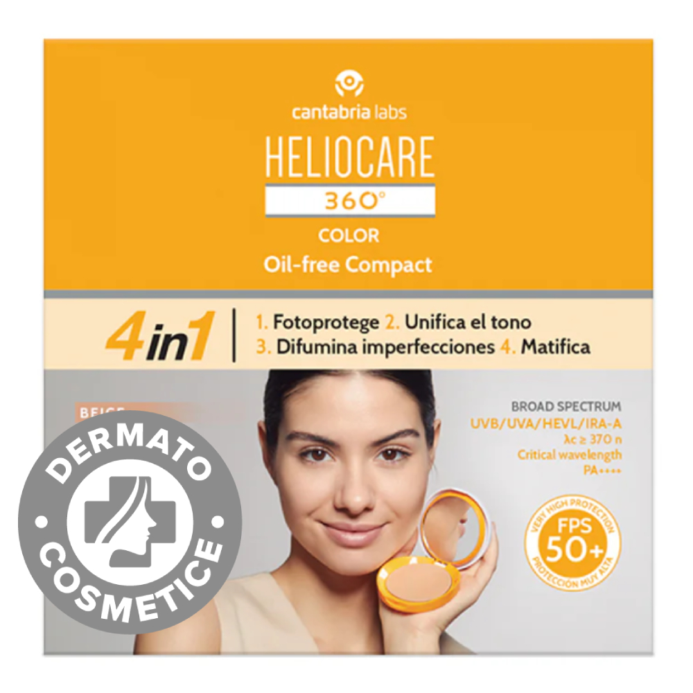 Pudra compacta Heliocare 360 Oil Beige, 10g, Cantabria Labs