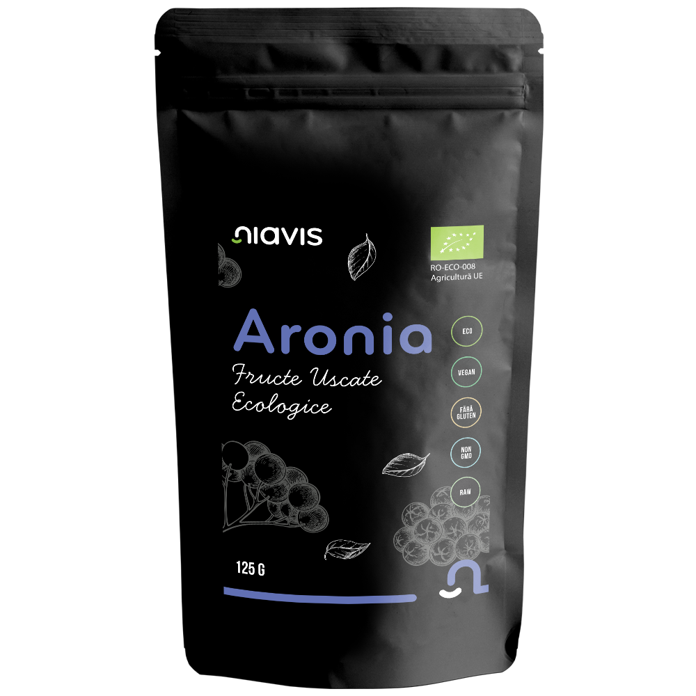 Fructe uscate raw ecologice Aronia, 125g, Niavis