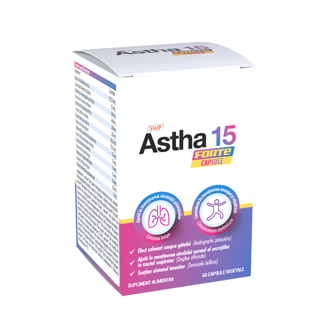 Astha 15 Forte, pentru calmarea gatului, 60 capsule, Sun Wave Pharma