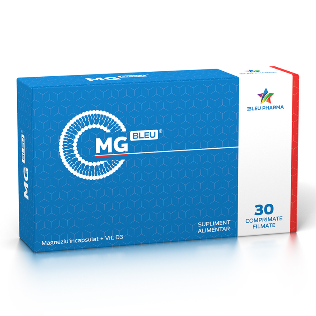 Magneziu incapsulat + Vitamina D 3 Mg Bleu, 30 comprimate, Bleu Pharma