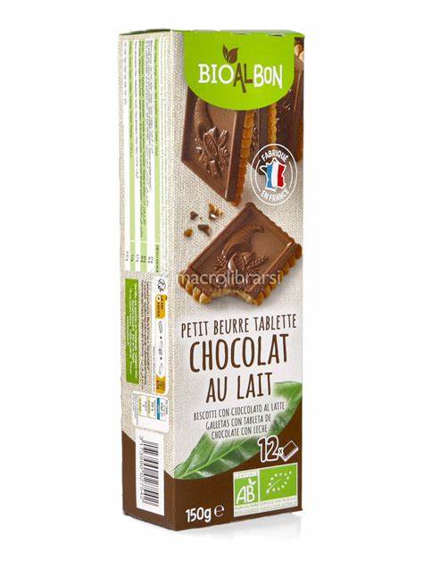 Biscuiti cu ciocolata cu lapte, 150g, Bioalbon