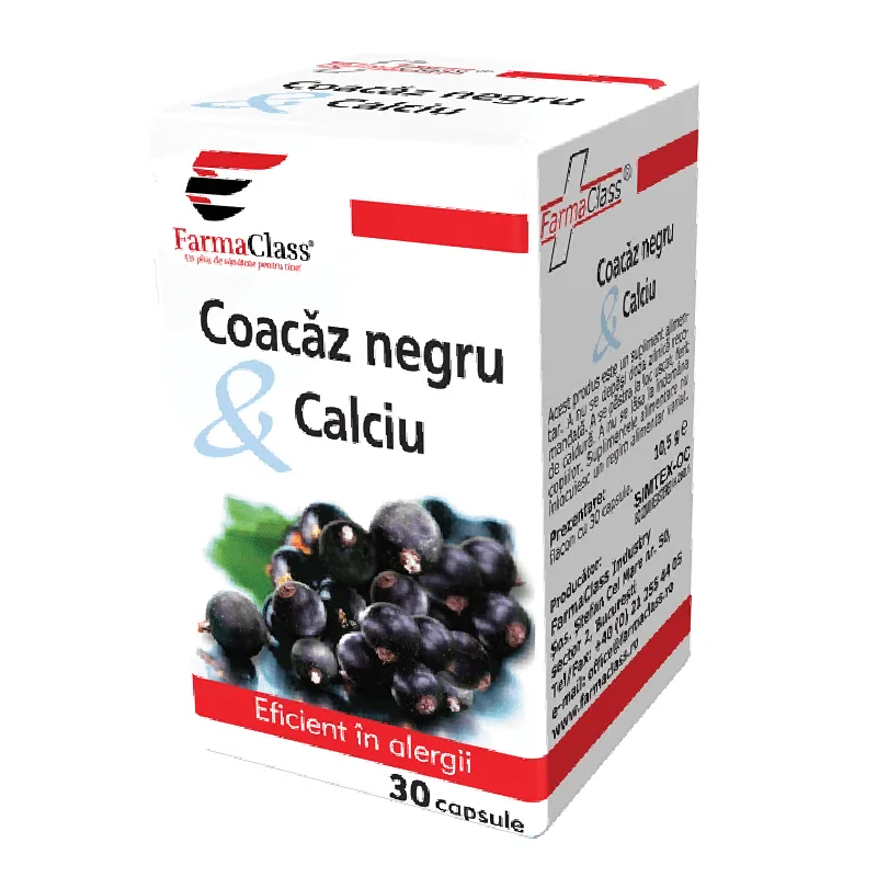 Coacaz negru & Calciu, 30 capsule, FarmaClass