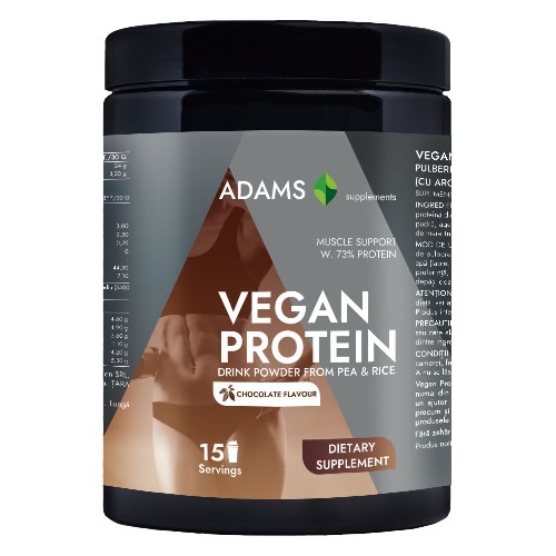 Vegan Protein cu aroma de ciocolata, 454g, Adams Vision