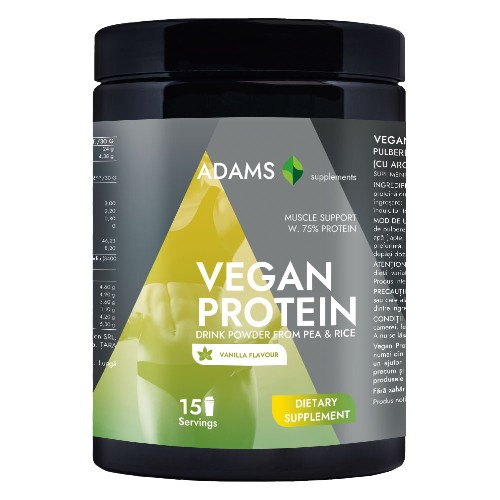 Vegan Protein cu aroma de vanilie, 454g, Adams Vision