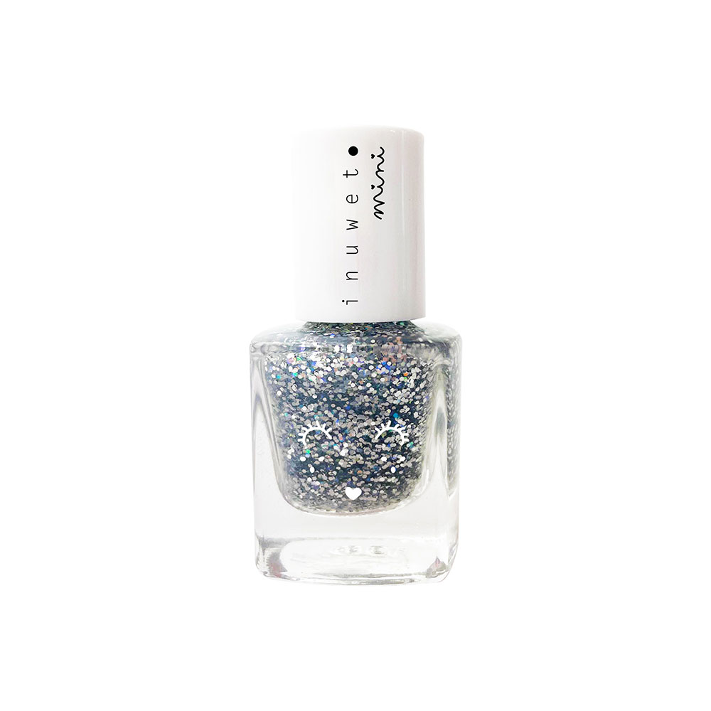 Oja pentru copii pe baza de apa cu parfum de vanilie, Glitter Silver Dreamer, 5ml, Inuwet