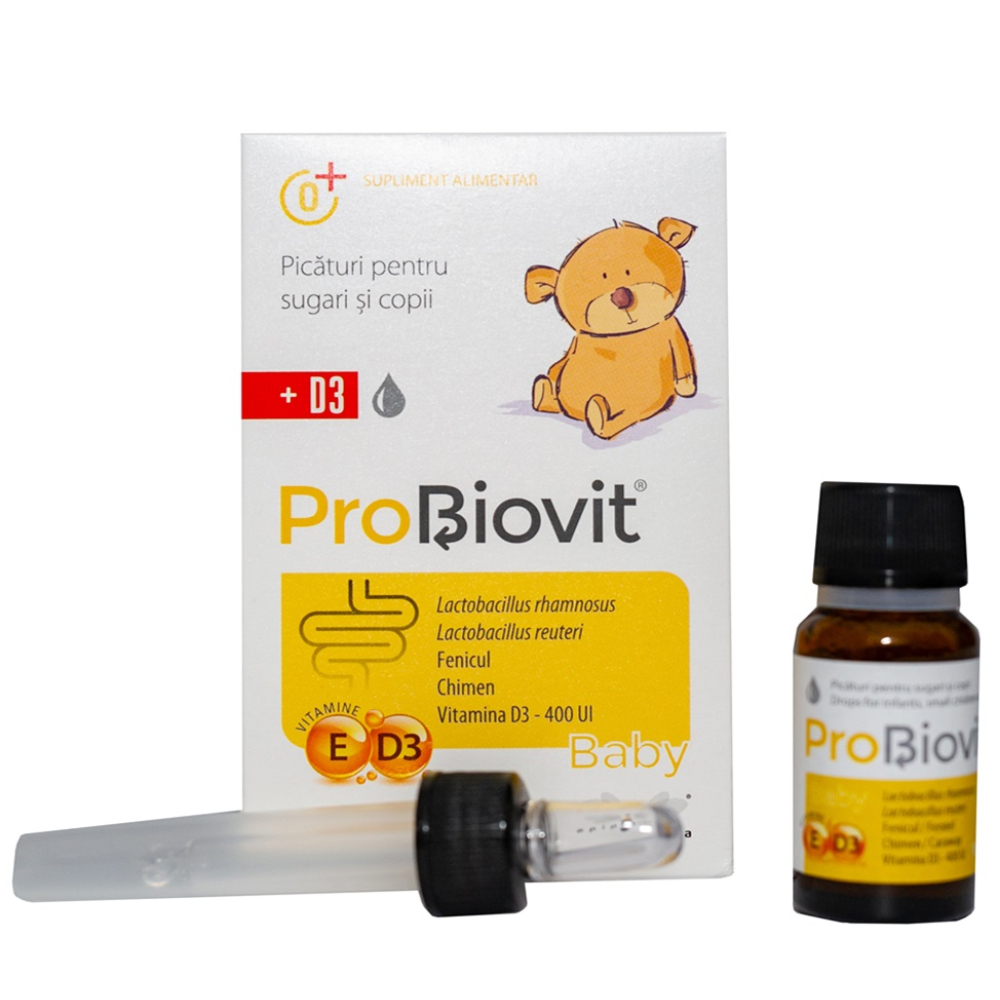 ProBiovit Baby Picaturi cu probiotice si vitamina D3 pentru copii, 10ml, Apipharma