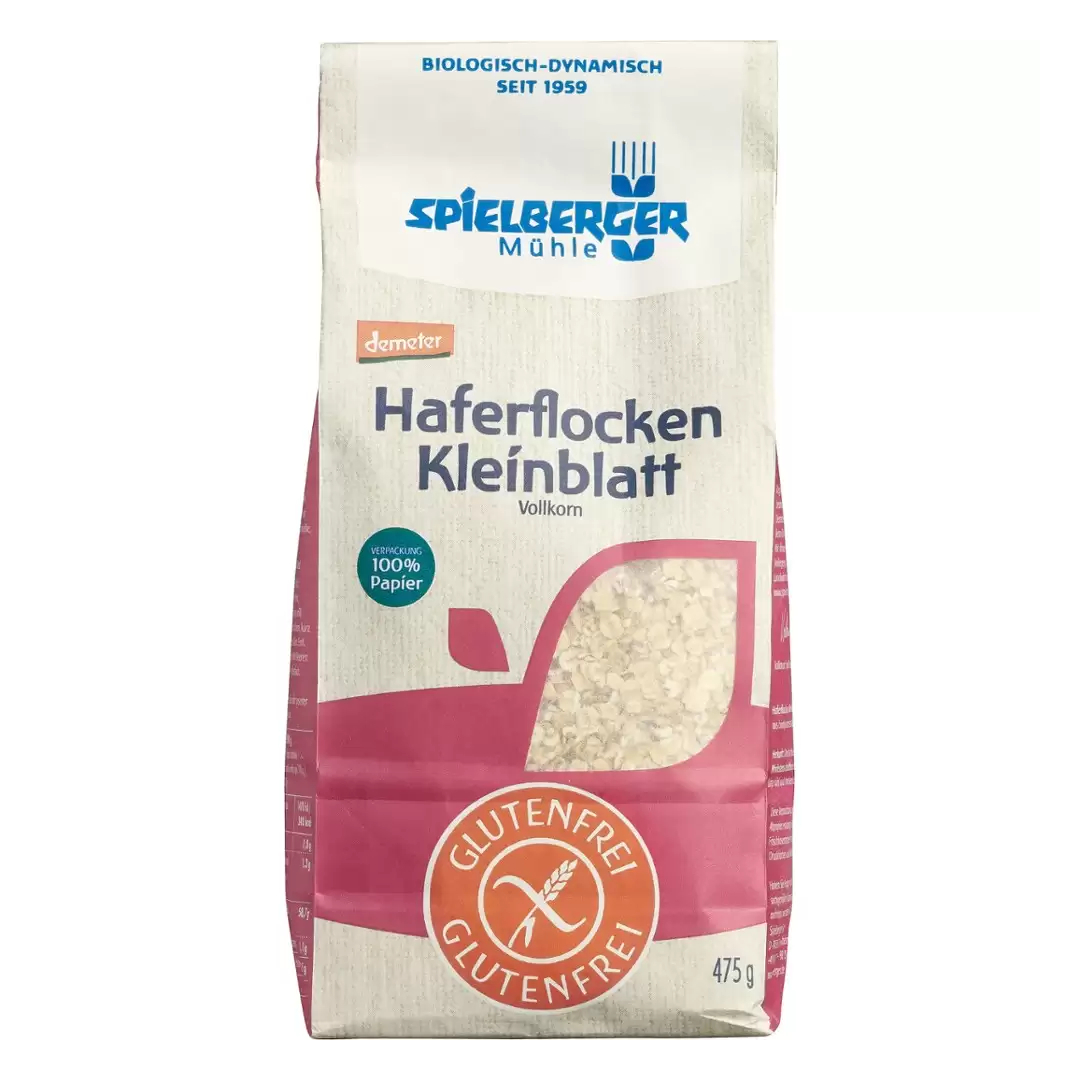 Fulgi mici de ovaz integrali Eco fara gluten Demeter, 475g, Spielberger