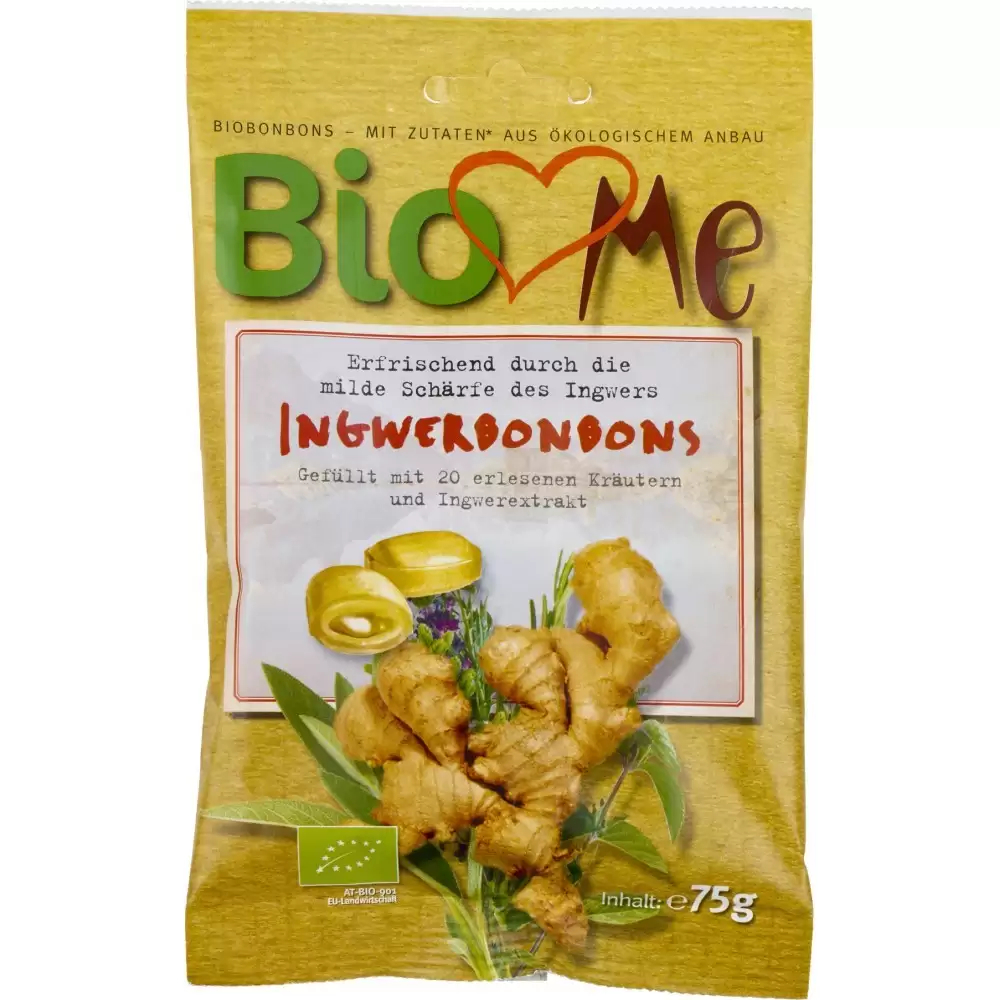 Bomboane ecologice cu ghimbir, 75g, Bio Loves Me