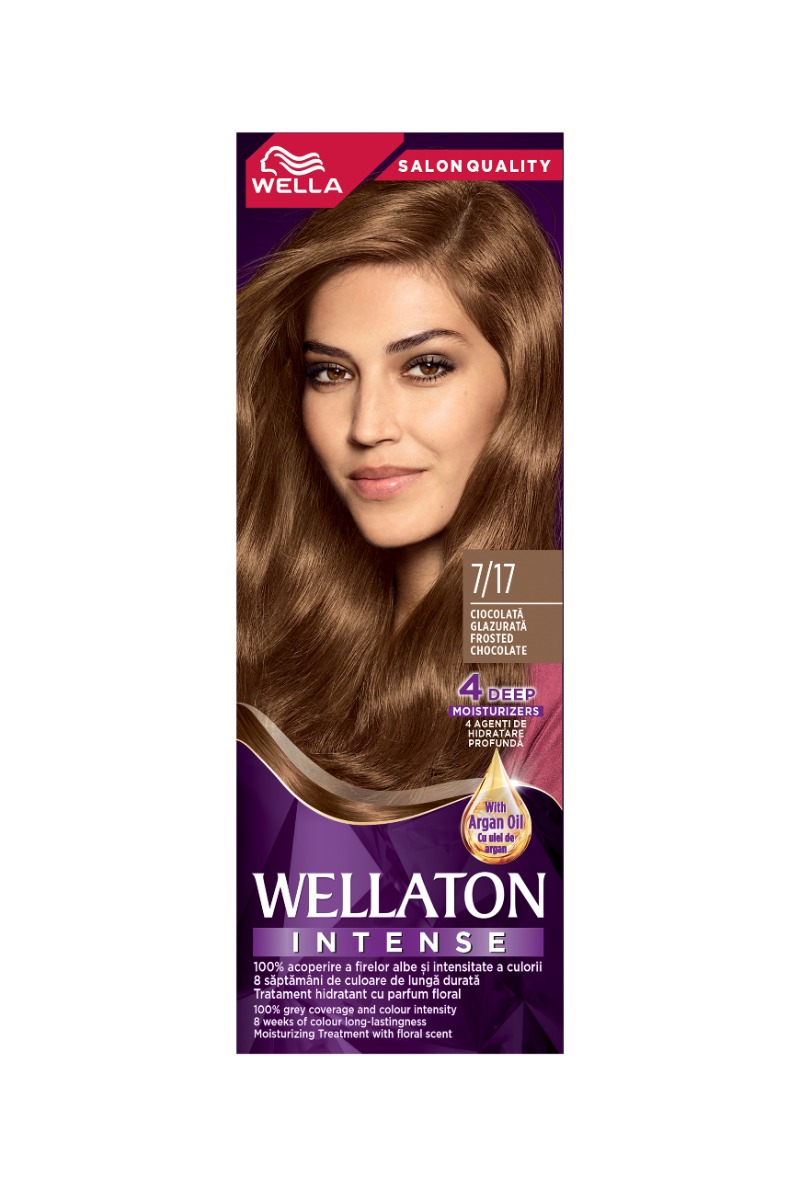 Vopsea de par permanenta Ciocolata Glazurata 7.17 Wellaton, 110ml, Wella