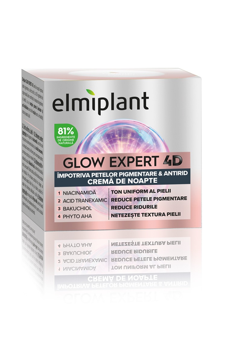 Crema de noapte impotriva petelor pigmentare si antirid Glow Expert 4D, 50ml, Elmiplant