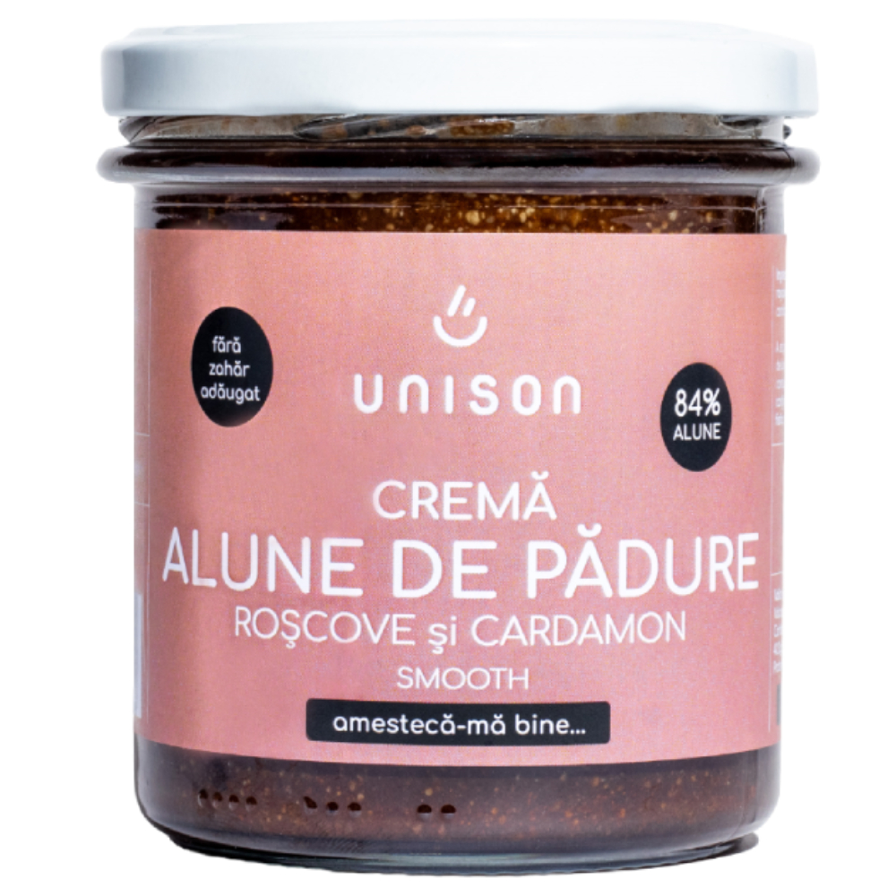 Crema de alune de padure cu roscove fara zahar, 300g, Unison