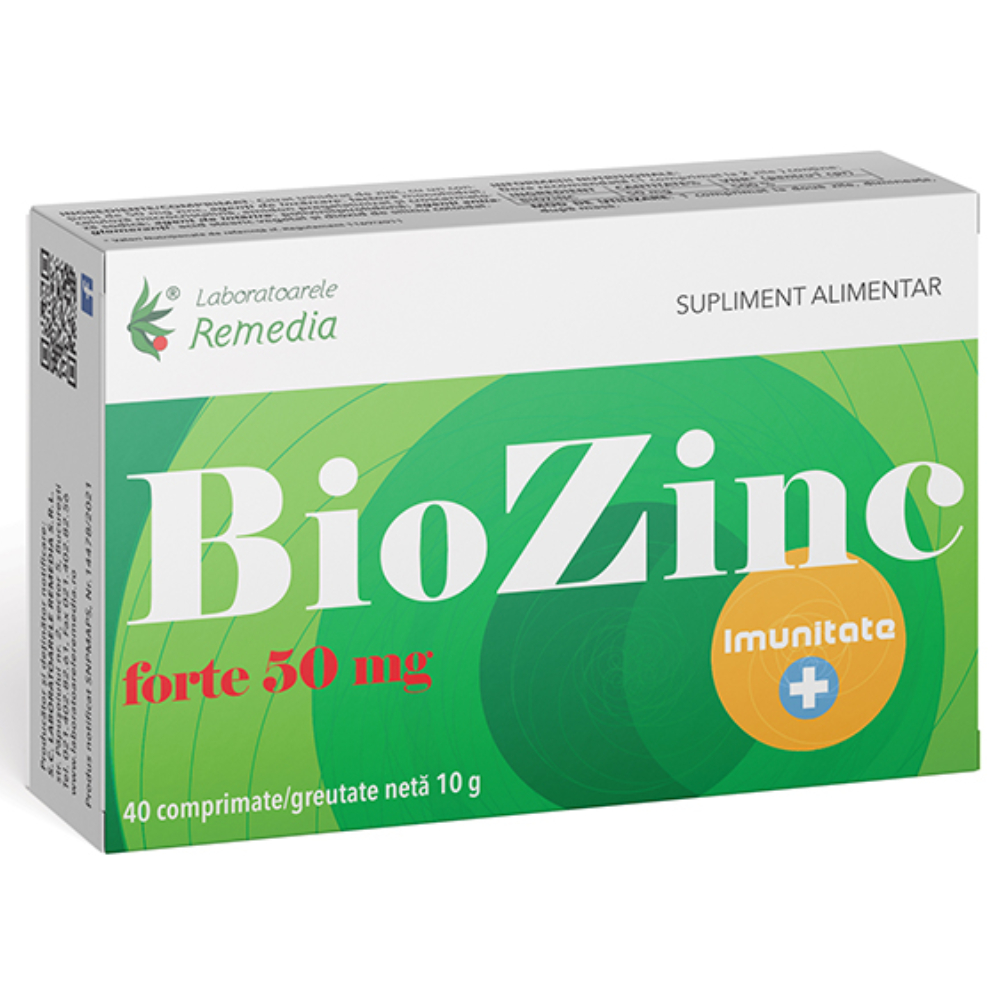 Biozinc Forte 50mg, 40 comprimate, Laboratoarele Remedia