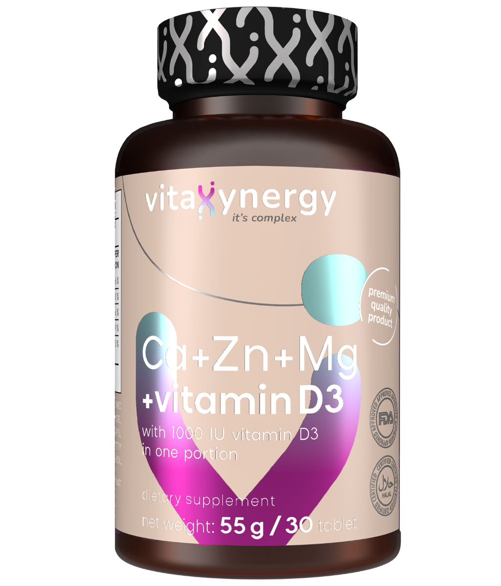 Ca+Zn+Mg+Vitamina D3, 30 tablete, Vitaxynergy